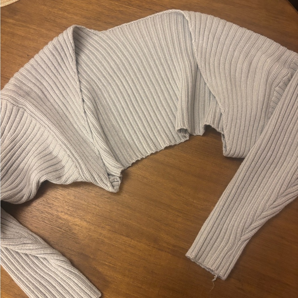 Gray Ribbed bolero Sweater